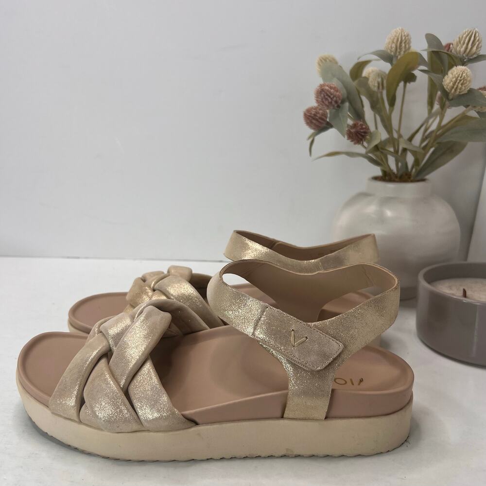 Vionic Rosa Ankle Strap Wedge Sandal Gold Women's 9.5 M